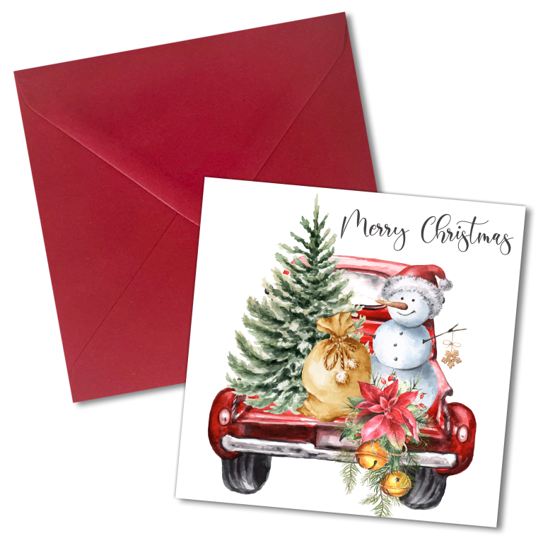 Set 5 felicitari de Craciun in engleza 13x13 cm cu plic alb sidef inclus FCP23en Gift Art